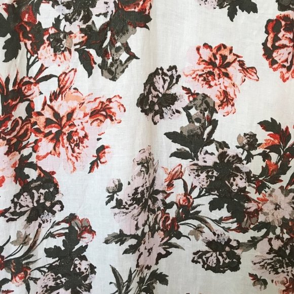 Lord + Taylor White Pink 100% Linen Floral Sleeveless Midi Maxi Dress - Picture 7 of 9